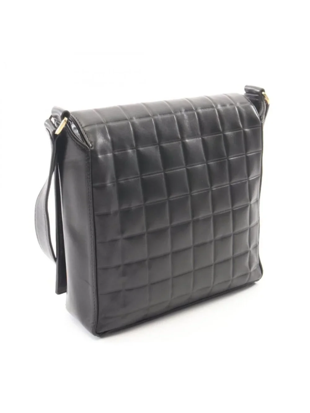 Chanel Shoulder Bag Choco Bar Black Lambskin CC Logo